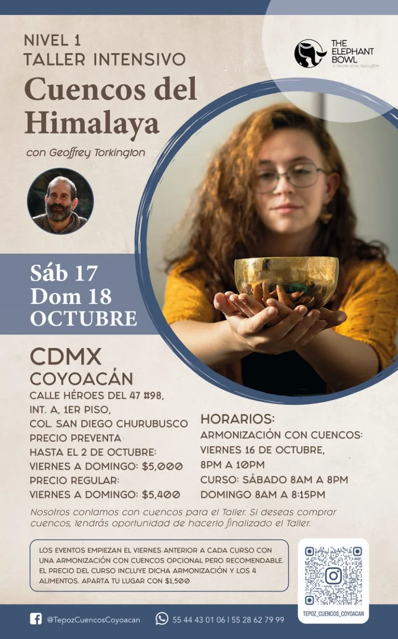 Cartel oficial de Taller Intensivo Nivel 1 - Cuencos del Himalaya en Coyoacán