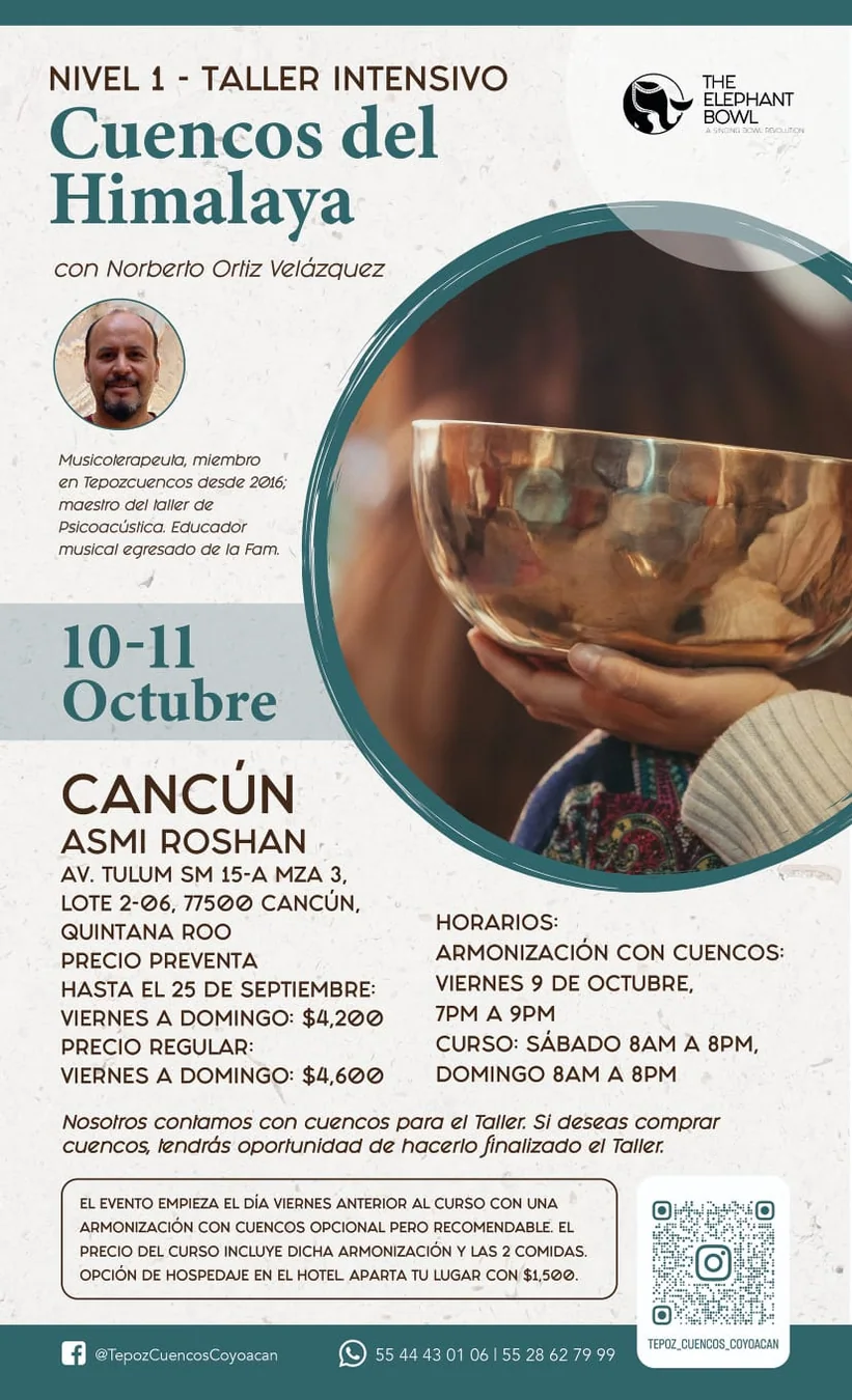 Cartel oficial de Taller Intensivo Nivel 1 - Cuencos del Himalaya