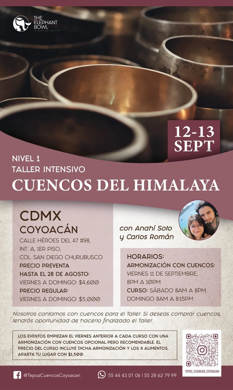 Cartel oficial de Taller Intensivo Nivel 1 - Cuencos del Himalaya en Coyoacán
