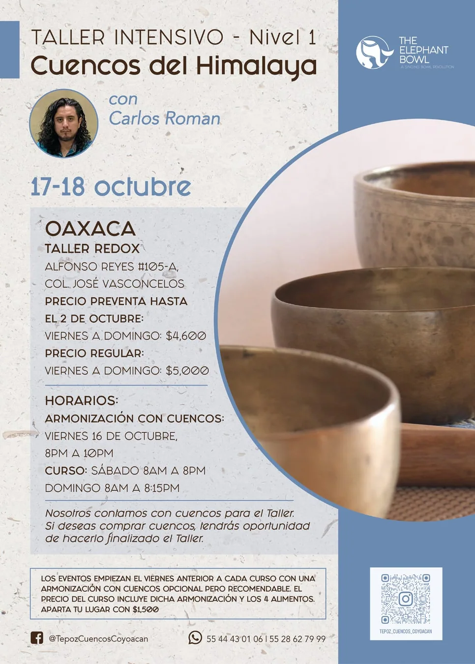 Cartel oficial de Taller Intensivo Nivel 1 - Cuencos del Himalaya en Oaxaca