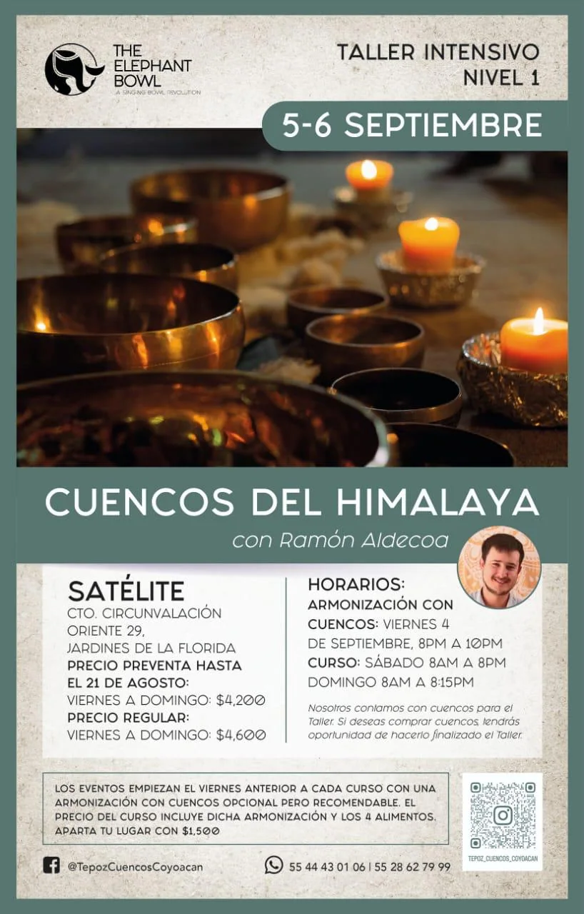 Cartel oficial de Taller Intensivo Nivel 1 - Cuencos del Himalaya en Satélite