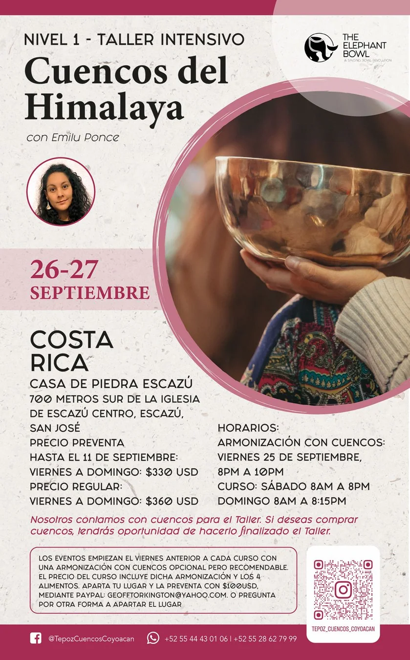 Cartel oficial de Taller Intensivo Nivel 1 - Cuencos del Himalaya en Costa Rica