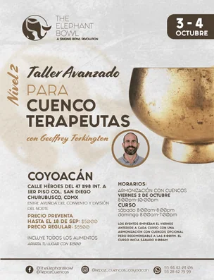 Cartel oficial de Taller Avanzado Nivel 2 - Para Cuenco Terapeutas