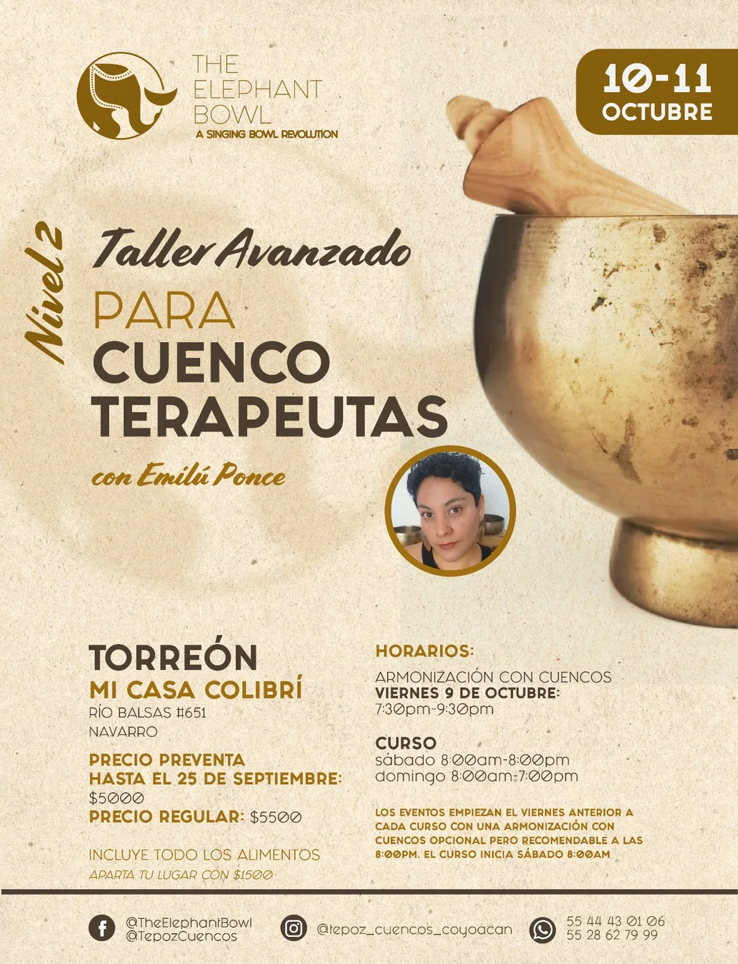 Cartel oficial de Taller Avanzado Nivel 2 para Cuenco Terapeutas