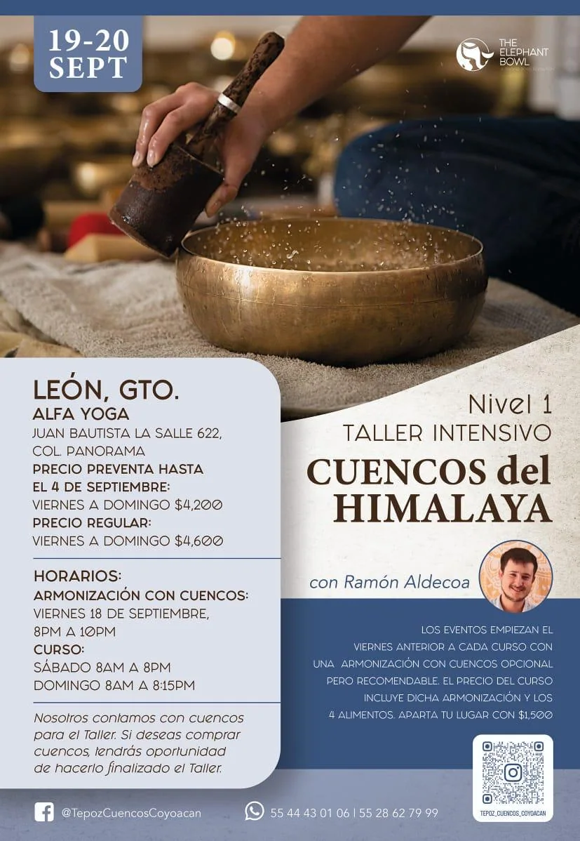 Cartel oficial de Taller Intensivo Nivel 1 - Cuencos del Himalaya en León